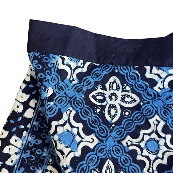 Batik Keris Navy Blue Wrap Skirt One Size Wax Print Cotton - Picture 2 of 12